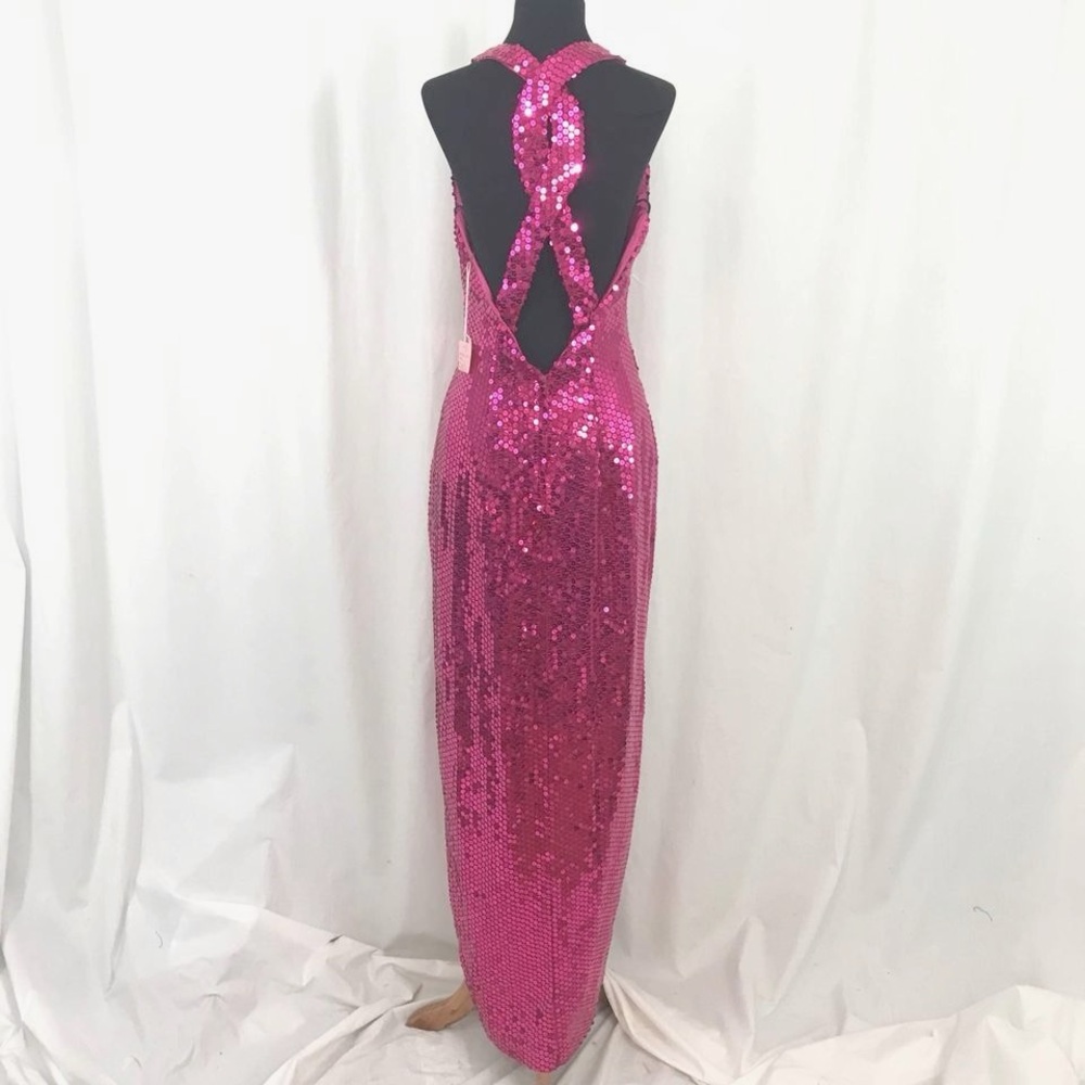 Nadine Full Length Fuschia Pink Sequin Gown Vintage 1980s NWT - Picture 2 of 10